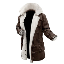 Faux Fur Shearling Lined  Military Style Trench Coat for Men