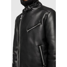 Double Faced Black Shearling Leather Jacket