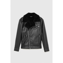 Double Faced Black Shearling Leather Jacket