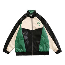 American Retro Stitching PU Leather Jacket For Men