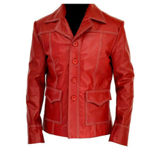 Fight Club Red Real Sheepskin Leather Jacket For Men