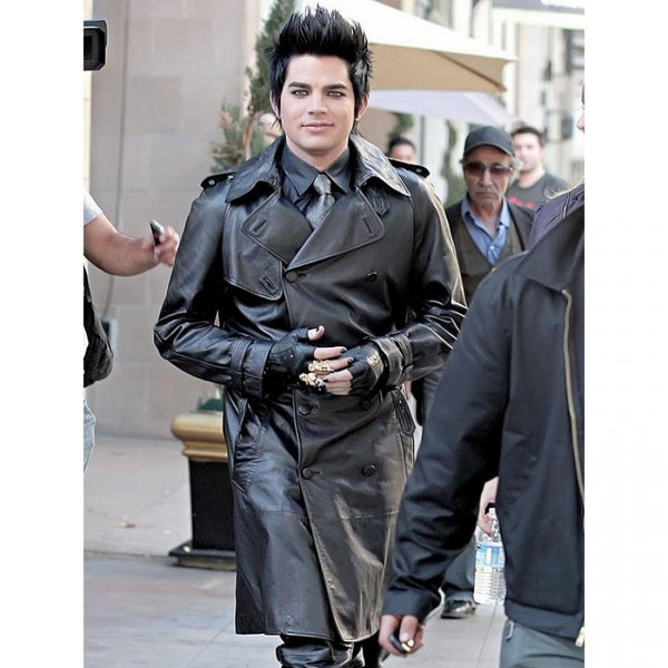 Adam Lambert American Singer Leather Trench Black Coat