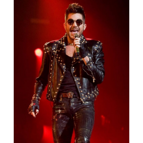 Adam Lambert Black Leather Studded Jacket
