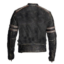 Vintage Cafe Racer Black Distressed Retro Leather Jacket for Men