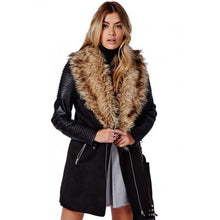 Women's Faux Leather Coat Lined with Vogue Faux Fur