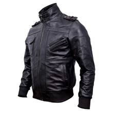 Bomber Removable Hooded Sheepskin Leather Jacket for Men