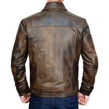 Trucker Vintage Style Real Lambskin Leather Jacket for Men