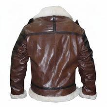 Brown And Black Bomber Jacket With Shearling