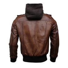 Bomber Removable Hooded Sheepskin Leather Jacket for Men