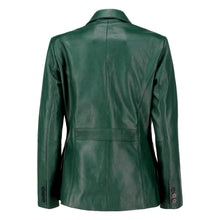 Black Notched-Collar Casual Genuine Sheepskin Leather Blazer for Women