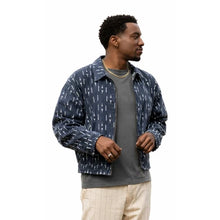 A Different World 2026 Jonathan Auguste Blue Jacket with abstract print