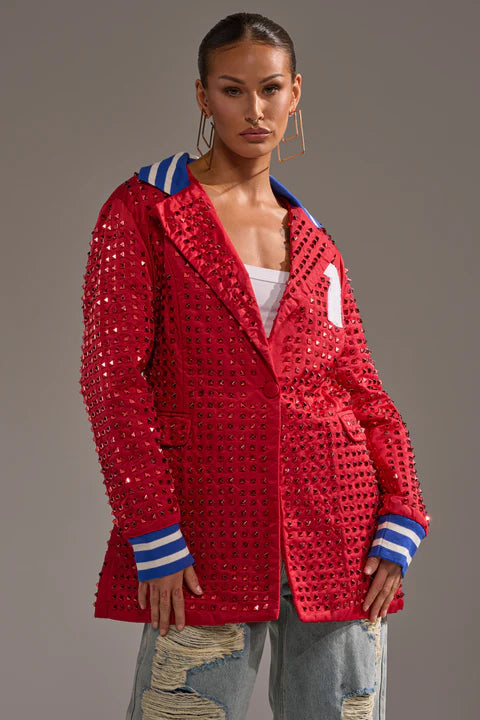Women's Draft Pick Studded Red Blazer