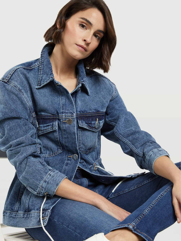 Adjustable Denim Jacket with drawstring waist