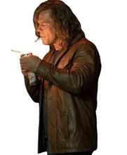 Motor City Alan Ritchson Brown Leather Jacket with lapel collar