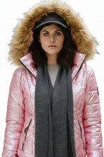 Women's pink parachute parka jacket with hood