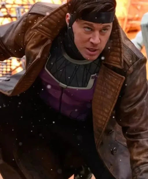 Brown real leather Gambit coat inspired by Marvel character