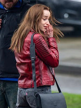 Bank Of Dave Phoebe Dynevor Red Jacket