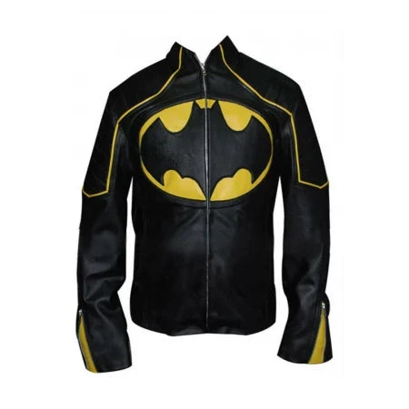 Batman Yellow Black Motorcycle Leather Jacket
