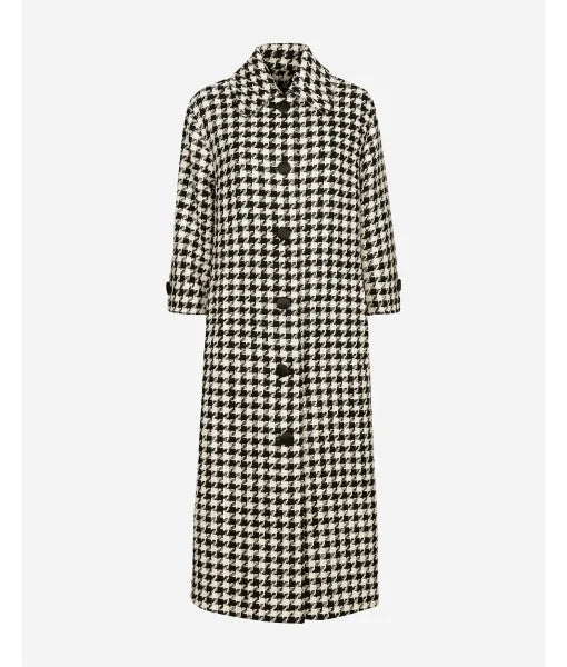 Tailored fit wool blend houndstooth coat