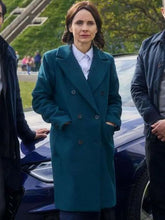 Women's blue wool coat inspired by Laura Fraser