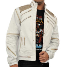 Michael Jackson Beat-IT White Leather Jacket