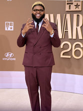 Druski At The Bet Awards 2026 Burgundy Double Breasted Louis Vuitton Suit