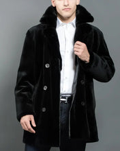 Soft and warm Mens Black Mid Length Mink Fur Coat