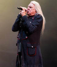 Biff Byford black coat featuring zipper cuffs