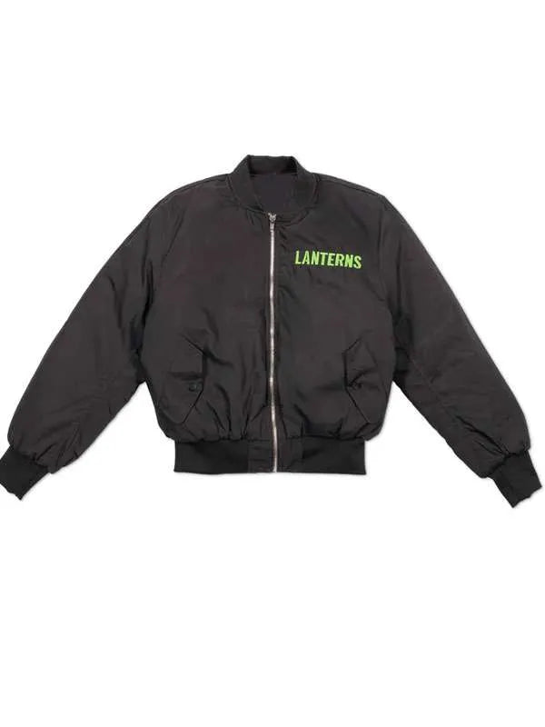 Lantern inspired bomber jacket with ribbed collar