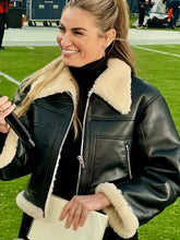 Black shearling leather jacket inspired by Erin Andrews