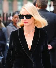 Elegant Jessica Chastain Black Velvet Blazer in premium velvet