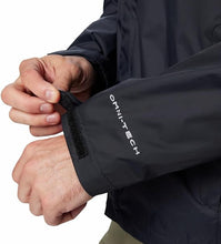 Durable black Columbia men's rain shell