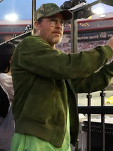 Green Suede Style Bomber Jacket