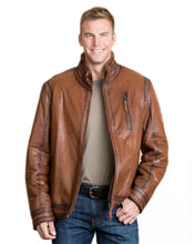 Premium leather jacket with chest zipper pocket