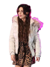 Michelle Keegan Erin Croft white hooded fur jacket