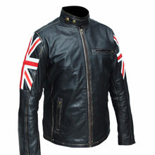 Cafe Racer UK Flag Motorcycle Leather Jacket