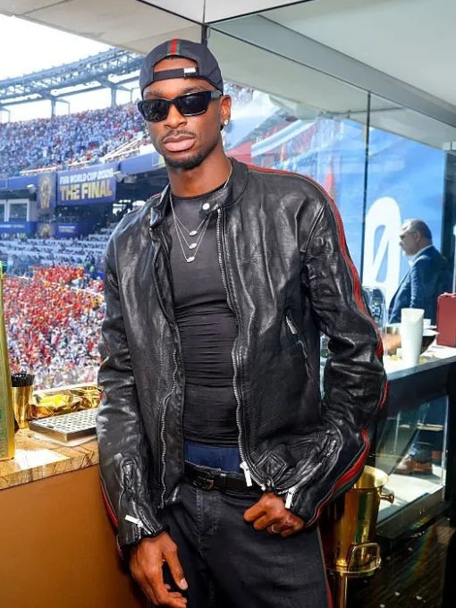 Shai Gilgeous-Alexander NYC Leather Jacket with snap-tab collar