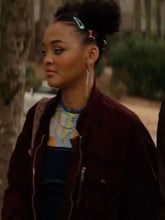 Celeste O Connor 2026 Scream 7  Maroon Jacket