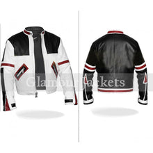 Chaser Box Black and White Bomber Leather Jacket