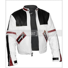 Chaser Box Black and White Bomber Leather Jacket