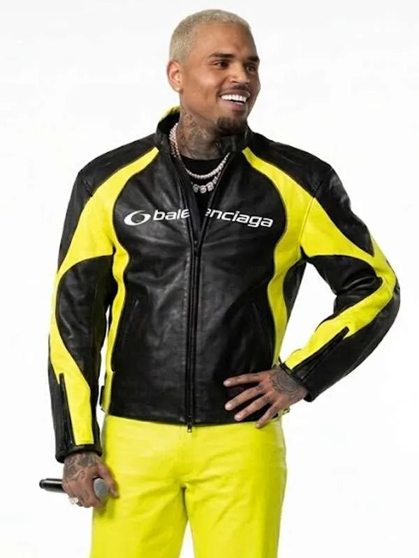 Chris Brown R&B Tour 2026 Balenciaga leather jacket
