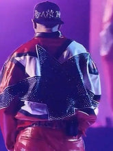 Chris Brown red leather jacket