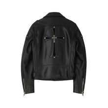 Cross Patch Leather Biker Jacket