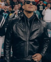 Halftime Show Daddy Yankee Black Leather Jacket