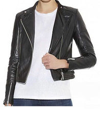 Black Cropped Leather Jacket For Women
