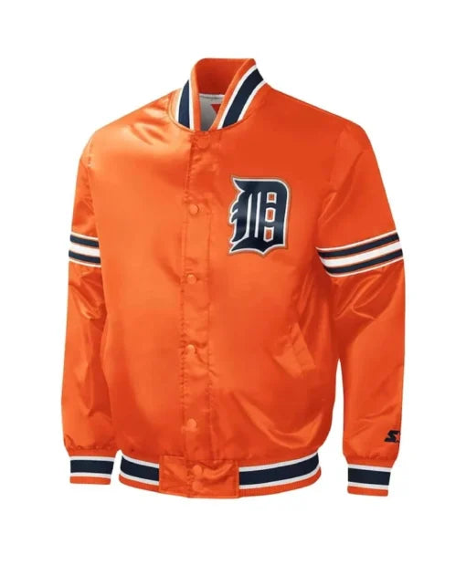 Detroit Tigers Slider Orange Varsity Satin Jacket