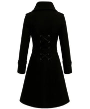 Women's gothic black wool coat with lace back design