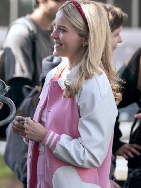 Elle Lexi Minetree Pinkwhite Varsity Jacket