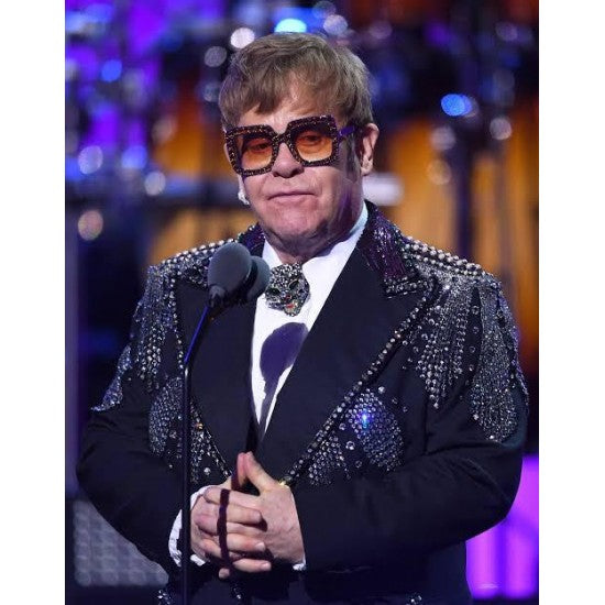 Elton John Black Embroidered Blazer