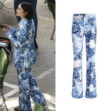Emily In Paris S05 Lily Collins Blue Printed Suit